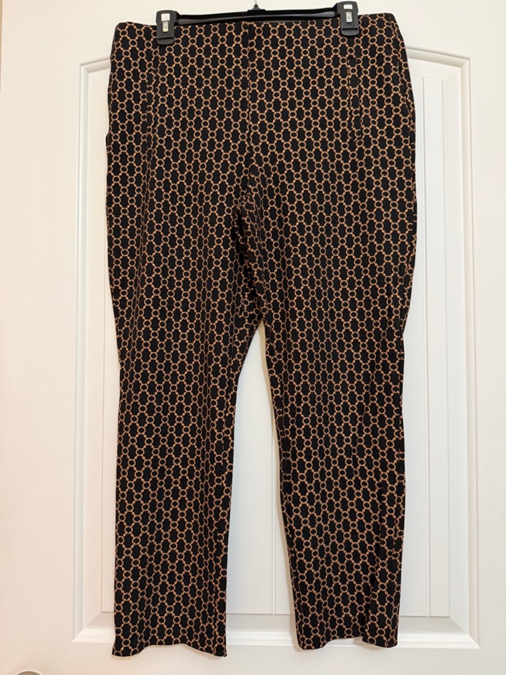Chico's Black & Copper/Gold Chainprint Stretch Waistband Sz 2R (12R)